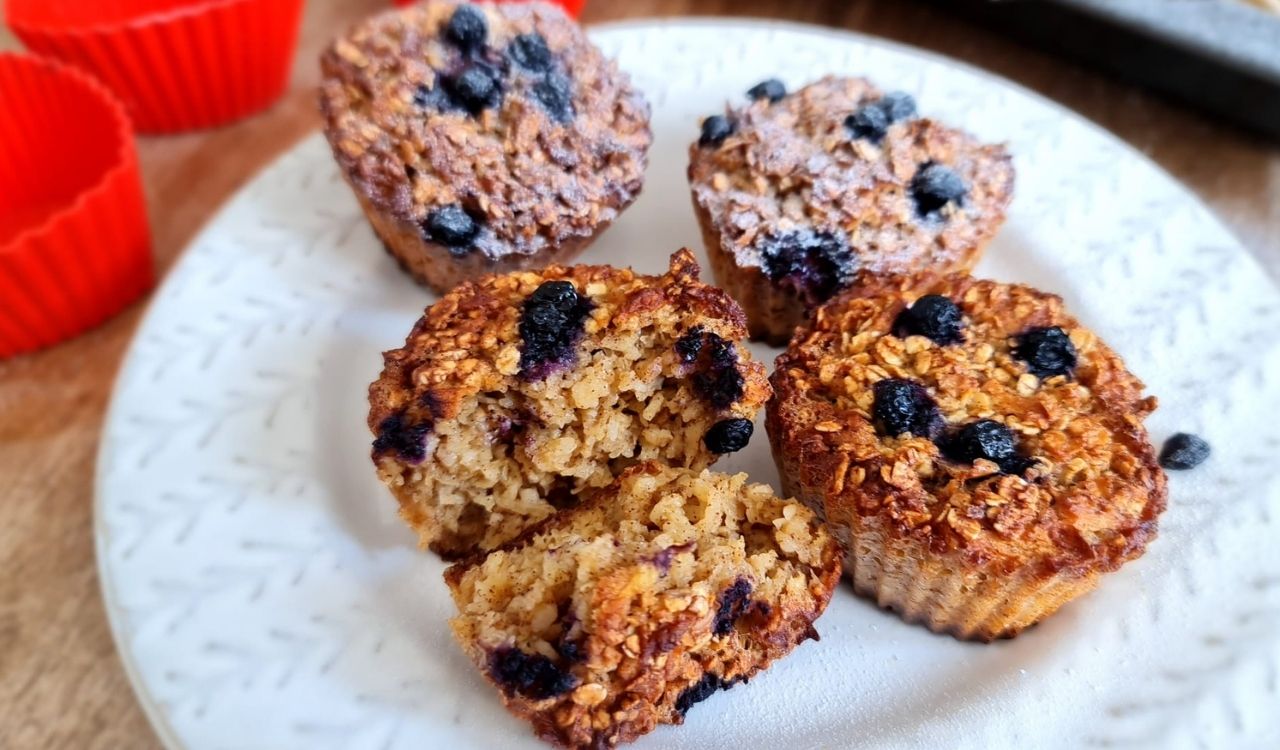 Blaubeer Haferflocken Muffins ohne Mehl