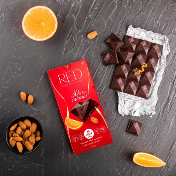 RED Dunkle Schokolade Mandeln & Orangenschale von Nosugarsugar !! MHD 14.04.2025 !! – Bild 2
